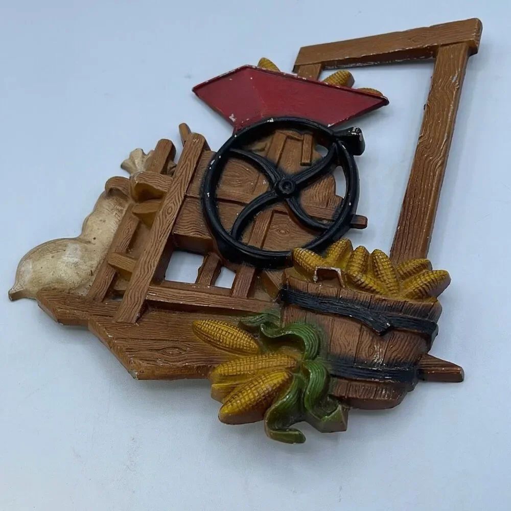 Vintage HOMCO Cast Iron wall decor. Cornmeal grinder decor